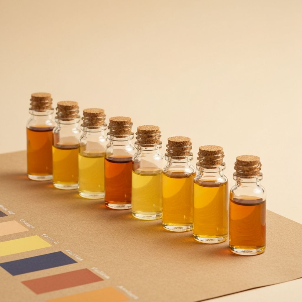 Verschiedene Duftproben in Glasgefäßen