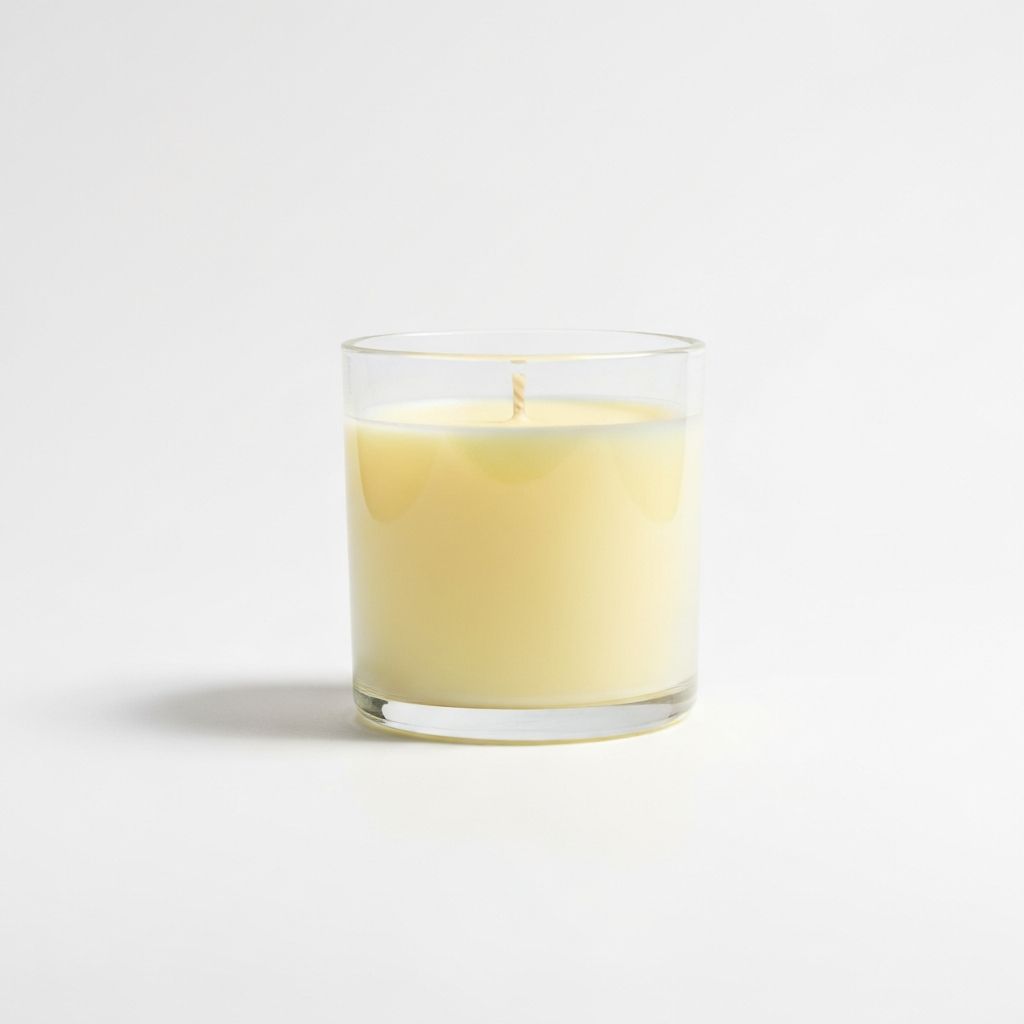 Helle Sojawachskerze mit Zitrusmischung und natürlichem Glaskörper