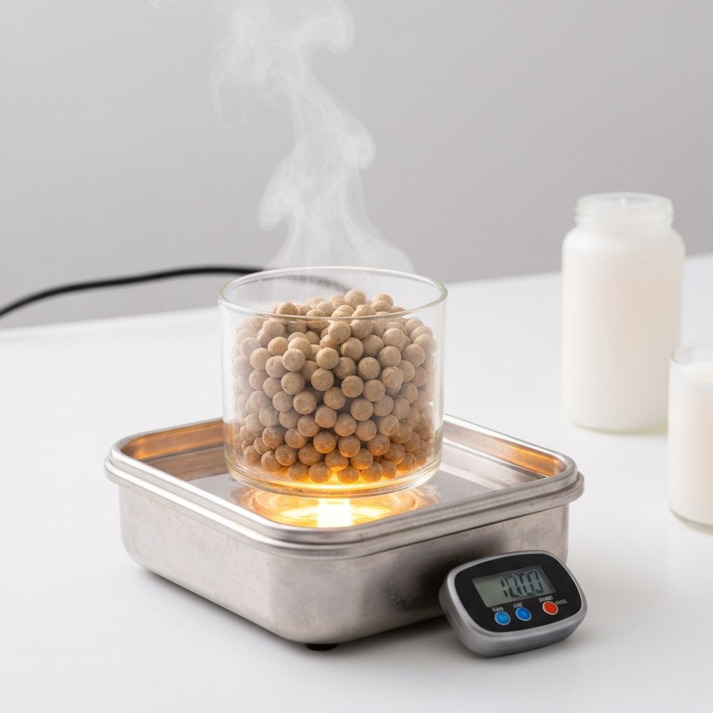 Sojawachs wird in Behälter erhitzt mit digitale Thermometer